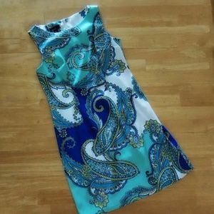 Blue Paisley Sheath Dress - Bright & Fun!